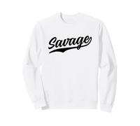 Savage Shirt Retro 1970s Baseball Script Fuente Sudadera
