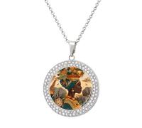 Savanna African Woman Animal World - Collar redondo con colgante circular para mujer, joyería de moda, talla única, Metal, No es una piedra preciosa