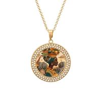 Savanna African Woman Animal World - Collar redondo con colgante circular para mujer, joyería de moda, talla única, Metal, No es una piedra preciosa