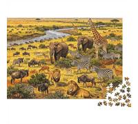 Savanna Herd Jigsaw Puzzles 1000Piezas Material Reciclable African Elephants Puzzle for Boy & Girl Divertido Present & Actividad para el Hogar Ideal for Child‘s Birthday Regalo 70x50cm/1000pcs