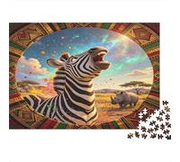 Savanna Zebra Puzzle de 1000 Piezas Papel Puzzle para Adultos Fauna Africana Puzzle para Toda la Familia Relax Decoración Enfoque Regalo 70x50cm/1000pcs