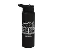 Savannah Georgia Minimalist City Skyline Travel Souvenir Stainless Steel Insulated Water Bottle