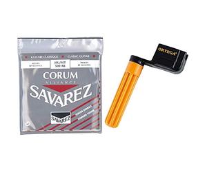 Savarez 656077 cuerdas para guitarra clásica alliance corum 500ar juego tensión standard roja + Ortega guitars osw-std manivela para guitarra