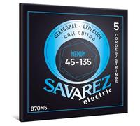Savarez Hexagonal Explosion - Cuerdas para bajo eléctrico - Bass Guitar Strings - Juego de 5 cuerdas - Envoltura de acero niquelado - B70M5 Medium - .045-.135