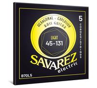 Savarez Hexagonal Explosion - Cuerdas para bajo eléctrico - Bass Guitar Strings - Juego de 5 cuerdas - Envoltura de acero niquelado - B70L5 Light - .045-.131
