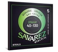 Savarez Hexagonal Explosion - Cuerdas para bajo eléctrico - Bass Guitar Strings - Juego de 5 cuerdas - Envoltura de acero niquelado - B70XL5 Extra Light - .040-.130