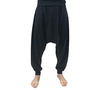 SAVARI | Pantalón Harem Turco | De Algodón Reciclado | Pantalones Bombachos Cagados | Anchos | Hippies | Sin Bolsillos | Mujer y Hombre | Unisex | Para Yoga y Thai Chi | Comodos |Color Negro |Talla XL