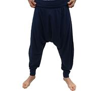 SAVARI | Pantalones Harem Sin Bolsillos | Étnico | Comodos | Pantalón Ideal para Yoga, Pilates y Danza | Unisex | Tiro Bajo y Cintura Ancha | Lisos | Tallas Grandes Disponibles | Azul Marino | 3XL