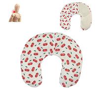 savasanas Saco térmico Cervical Cherries White 36 x 32 cm, Relleno con 600gr de Huesos de Cereza orgánica, con Funda Lavable en Lavadora, para microondas y congelador
