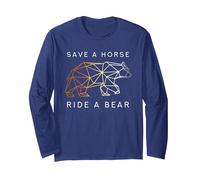 Save a Horse Ride a Bear LGBT Gay Bears Manga Larga, Unisex para Adultos, Azul Marino, L