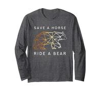 Save a Horse Ride a Bear LGBT Gay Bears Manga Larga, Unisex para Adultos, Jaspeado Oscuro, L
