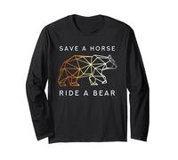 Save a Horse Ride a Bear LGBT Gay Bears Manga Larga, Unisex para Adultos, Negro, L