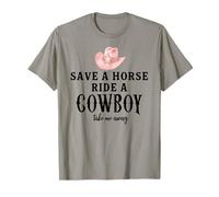 Save a Horse Ride a Cowboy Pink Cowgirl Hat Country Western Camiseta