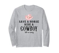 Save a Horse Ride a Cowboy Pink Cowgirl Hat Country Western Manga Larga
