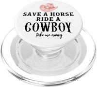 Save a Horse Ride a Cowboy Pink Cowgirl Hat Country Western PopSockets PopGrip para MagSafe
