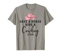 Save a Horse Ride a Cowboy Sign Yeehaw Hot Pink Cowgirl Hat Camiseta