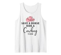 Save a Horse Ride a Cowboy Sign Yeehaw Hot Pink Cowgirl Hat Camiseta sin Mangas