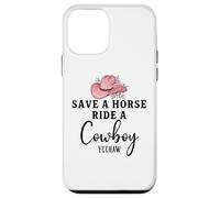 Save a Horse Ride a Cowboy Sign Yeehaw Hot Pink Cowgirl Hat Carcasa para iPhone 12 Mini