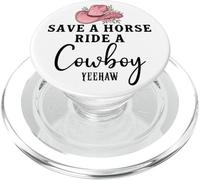 Save a Horse Ride a Cowboy Sign Yeehaw Hot Pink Cowgirl Hat PopSockets PopGrip para MagSafe