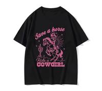 Save A Horse Ride A Cowgirl Print T Shirt Black S