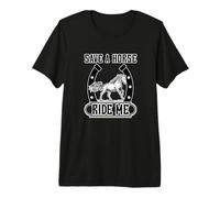 Save A Horse Ride Me Divertido Paseo a Caballo Entre Vaquero y Vaquera Camiseta Premium