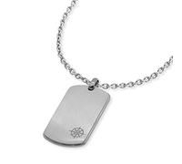 SAVE BRAVE Barney Silberne Herren Halskette - Edelstahl Gravurplatte Silber - Karabinerverschluss - Länge: 50 + 10cm - Ohne Nickel und Blei - Inkl. Schmuckverpackung