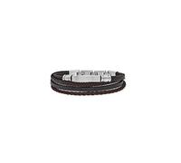 SAVE BRAVE Pulsera para hombre de acero inoxidable y piel, Eine Grösse, Plata de ley, No es una piedra preciosa