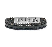 SAVE BRAVE Tyler - Pulsera de piel trenzada para hombre con cierre de bisagra de acero inoxidable, longitud ampliable 18,5 + 3 cm, sin níquel ni plomo, incluye embalaje para joyas, 18,5 + 3cm, Cuero,