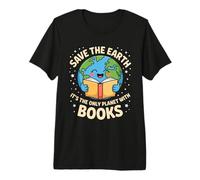 Save Earth It's Only Planet with Books Reader Día de la Tierra Camiseta Premium