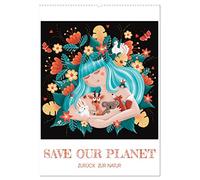 SAVE OUR PLANET - Zurück zur Natur (Wandkalender 2026 DIN A2 hoch), CALVENDO Monatskalender: Liebevoll gezeichnete Natur- und Tierillustrationen für Liebhaber unseres Planeten Erde