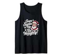 Save Santa A Trip Be Naughty, Divertida Navidad Retro de los años 50 Camiseta sin Mangas