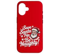 Save Santa A Trip Be Naughty, Divertida Navidad Retro de los años 50 Carcasa para iPhone 16