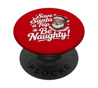 Save Santa A Trip Be Naughty, Divertida Navidad Retro de los años 50 PopSockets PopGrip Adhesivo