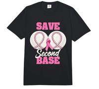 Save Second 2nd Base Funny Baseball Breast Cancer Awareness Comfort Colors Adult Heavyweight T-Shirt