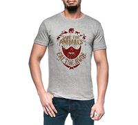 Save The Animals, Eat The Rude Hombre Gris Camiseta Manga Corta Men's Grey T-Shirt