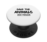 Save The Animals Go Vegan - Amor Vegetariano, Vegetariano, Paz PopSockets PopGrip Adhesivo