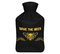 Save The Bees - Botella de agua de goma con cubierta de felpa suave, bolsa de agua caliente para invierno, manos y pies, protección contra el frío, 1000 ml