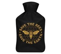 Save The Bees - Botella de agua de goma con cubierta de felpa suave, bolsa de agua caliente para invierno, manos y pies, protección contra el frío, 1000 ml