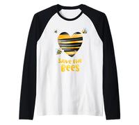 Save The Bees Heart Apiary Bee Apicultor Día de la Tierra Hombres Mujeres Camiseta Manga Raglan