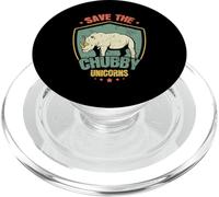 Save The Chubby Unicorns Retro Style Rhino PopSockets PopGrip para MagSafe