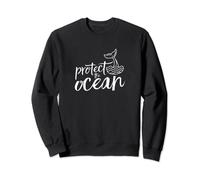 Save The Oceans Microplastic Proteger Los Mares Sudadera Unisex Adulto Pequeño Negro Manga Larga
