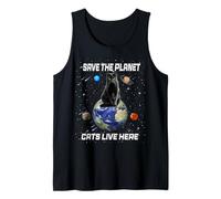 Save The Planet Cats Live Here Funny Kitten Cat Lovers Camiseta sin Mangas