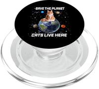 Save The Planet Cats Live Here Funny Kitten Cat Lovers PopSockets PopGrip para MagSafe