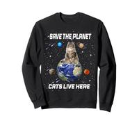 Save The Planet Cats Live Here Funny Kitten Cat Lovers Sudadera