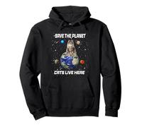 Save The Planet Cats Live Here Funny Kitten Cat Lovers Sudadera con Capucha