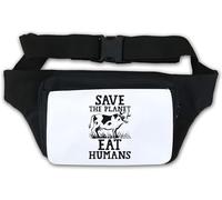Save The Planet Eat Humans - Riñonera con diseño de vaca divertida color blanco