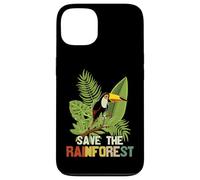 Save The Rainforest, Tropical Parrot Graphic, Cambio climático Carcasa para iPhone 13