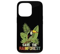 Save The Rainforest, Tropical Parrot Graphic, Cambio climático Carcasa para iPhone 13 Pro