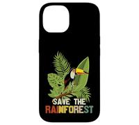 Save The Rainforest, Tropical Parrot Graphic, Cambio climático Carcasa para iPhone 14