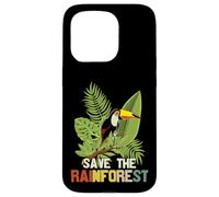 Save The Rainforest, Tropical Parrot Graphic, Cambio climático Carcasa para iPhone 15 Pro